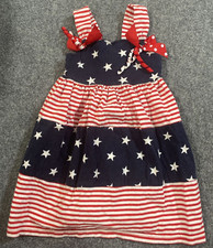 Sophie Rose Dress Girls 3T Americana Patriotic Red White Blue Stars Striped Bows