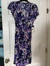 NWT Chaps Women's Dress Size M Medium Faux Wrap Cap Sleeve Floral