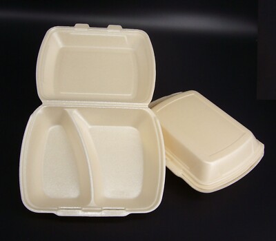 200 Menüboxen / Lunchboxen / Imbissboxen 2-geteilt cream XPS IP4 (wie HP4)