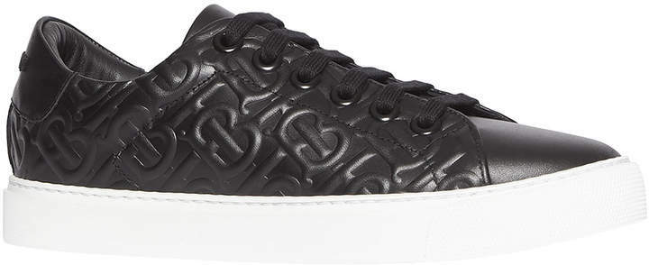 100% AUTHENTIC NEW WOMEN BURBERRY ALBRIDGE TB EMBOSSED LEATHER SNEAKERS US 10.5