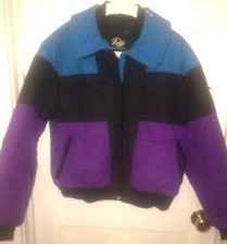 VTG 1980's Roffe USA Ski Jacket Demetre Turquoise Blue Black Purple Size 14 L