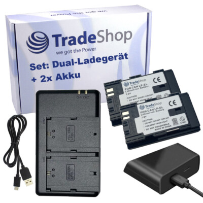 3in1 Set: 2x Akku 2600mAh + Dual Ladegerät USB Typ-C für Canon LP-EL DS401231