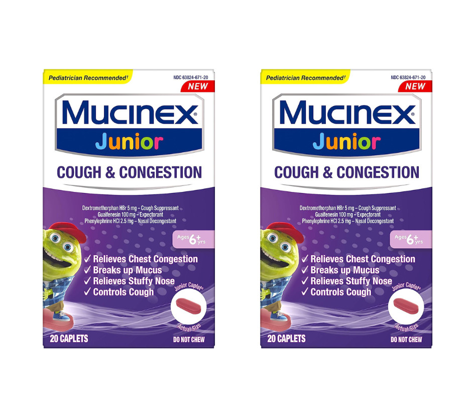 Mucinex Junior Cough Suppressant & Expectorant, 20 count, Exp 1/24 PACK OF 2 International