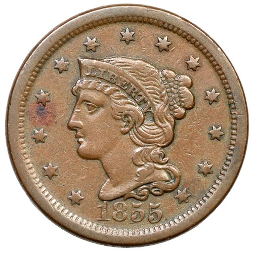 1855 1C Knob on Ear N-9 Braided Hair Cent NGC MS64BN | eBay