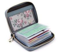 Women's Credit Card Case Wallet With 2 Id Window And Zipper Holder Purse Blue Women's Credit Card Case Wallet With 2 Id Window And Zipper Holder Purse Blue