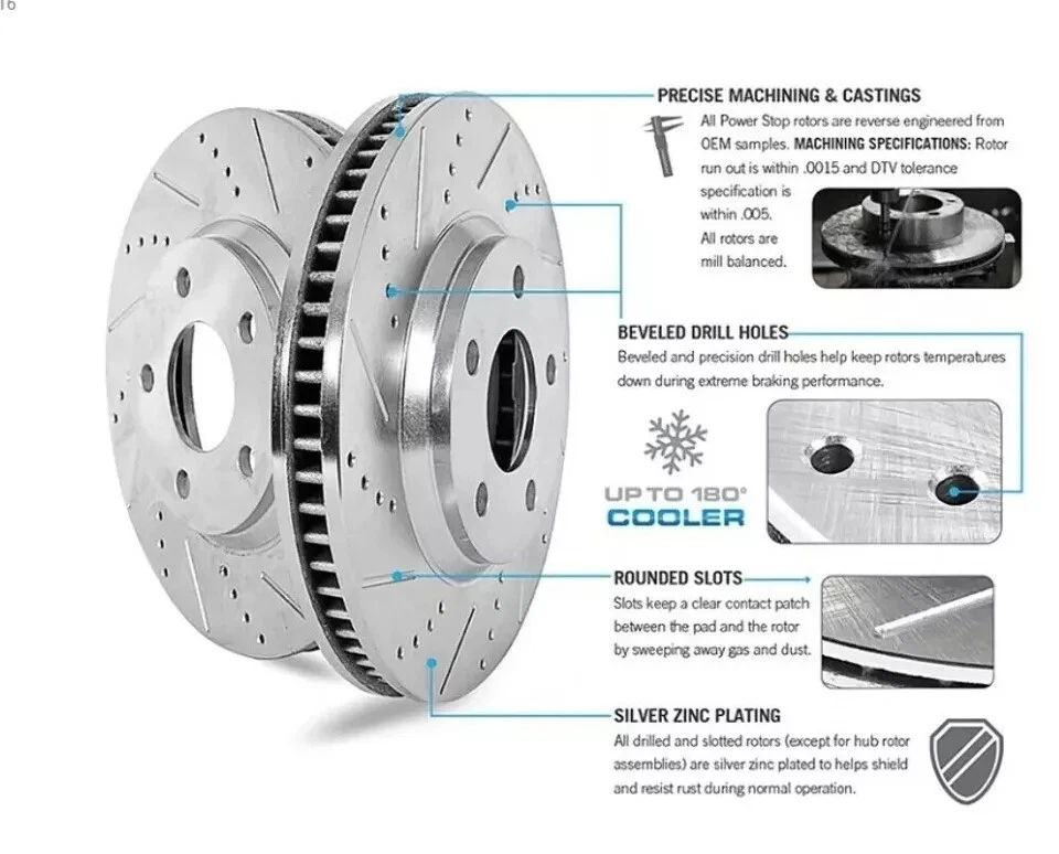 Kit de pastillas de rotores de freno ranurados PowerStop Z26 Street Warrior 1963-82 Chevy Corvette Foto 4 de 4