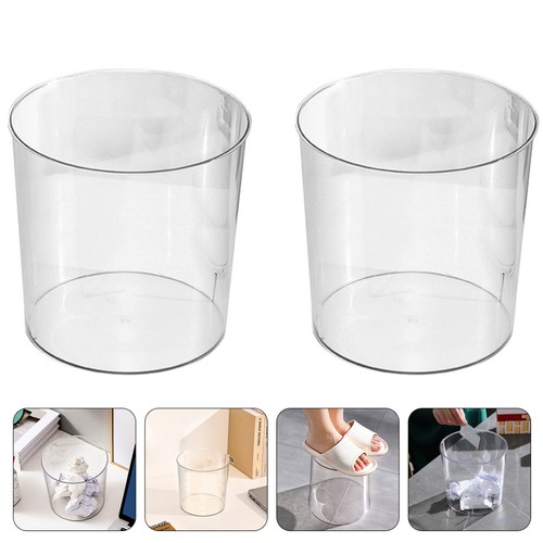 2 Pcs Large Trash Can Office Clear Container Kitchen Waste Basket