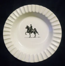 Equestrian Horse And Rider Vintage Ceramic Ashtray Tobacco Cigarettes Smoking