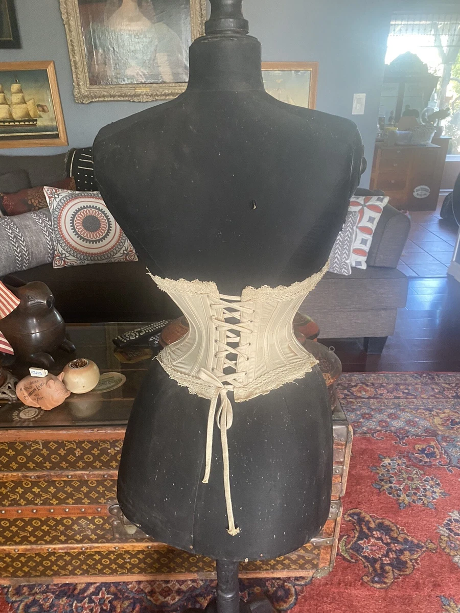 Antique Corset Mannequin Wasp Waist Pigeon Breast Table Top Or Stand