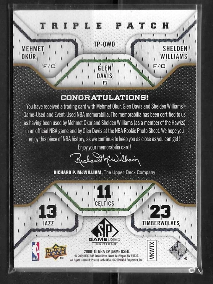 Parche triple usado juego SP 2009-10/60 Okur/Davis/Williams Foto 2 de 2