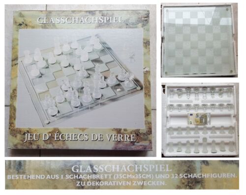 Grande scacchiera in vetro cm 35x35 scacchi opachi satinati e trasparenti lucidi - Foto 1 di 4