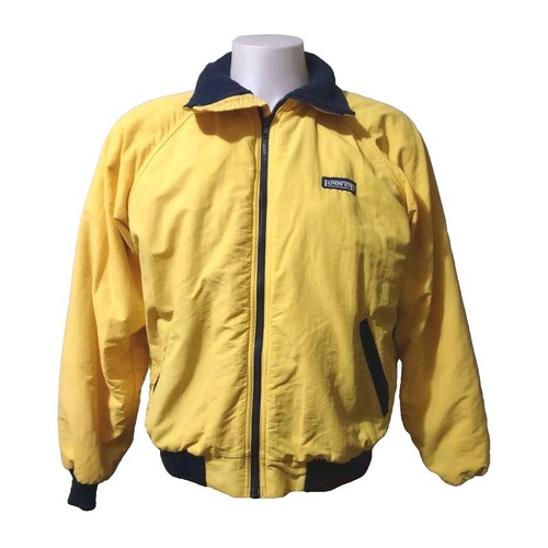 Lands End Classic Squall Jacket Yellow Full Zip Lined Insulated