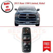 Front Window Switch 68212784AB black left side for 2015 Ram 1500 Limited, Rebel