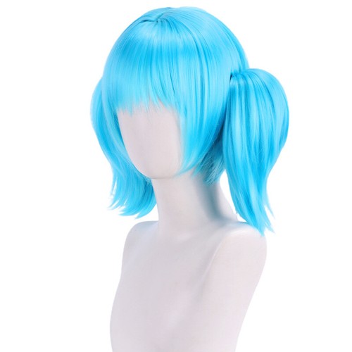 Cosplay Sally Face Sallyface Wigs Blue Double Ponytails Halloween Hairpiece Prop - Picture 5 of 6