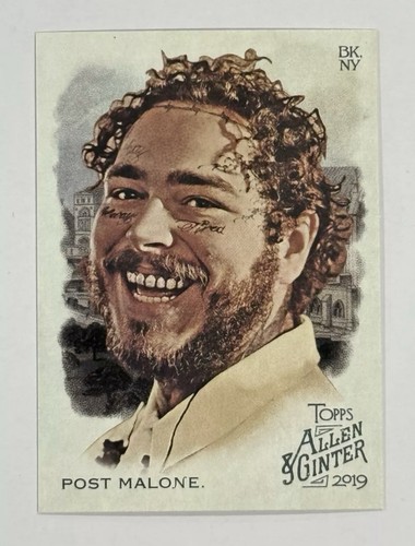 2019 Topps Allen Ginter #176 Post Malone RC Baseball Card Musician Rapper Singer - 第 1/2 張圖片
