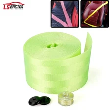 Green 3.5M Seat Belt Webbing Polyester Seat Lap Retractable Nylon Strap