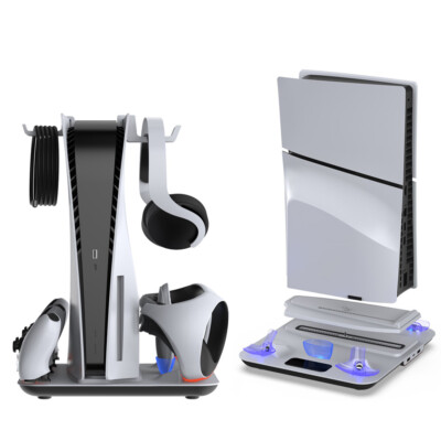 Für PS5 Slim Konsole Multi-funktionale Kühlung Dock für Sony VR2 Grip Ladegerät