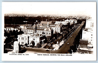 Adelaide SA Australia Postcard North Terrace Showing The Hills 1935 RPPC Photo