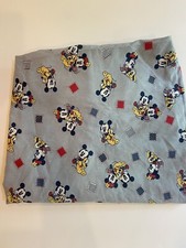 VTG 90s Disney Fitted Sheet Baby Crib Mickey Mouse Goofy Minnie Blue Red USA