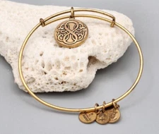 ALEX and ANI Path of Life Charm Expandable Bangle Gold-Tone