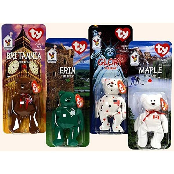 【レア】マクドナルド　teenie BEANIE BABIES ty Teenie Beanie Babies Set of 4 International Bears 1999