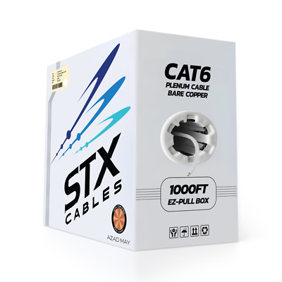 CAT6 CMP Bare Copper Solid Plenum 1000ft 550Mhz 23AWG Network Cable
