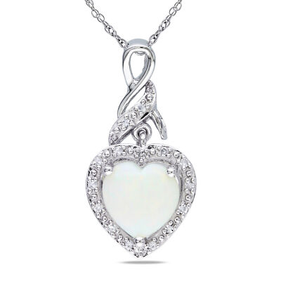 Amour Sterlingsilber 1 1/5 kt TGW Opal & Diamant Akzent Herz Twist Anhänger, 18''
