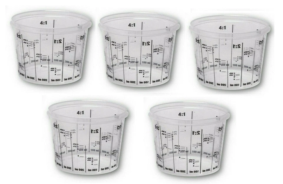 Lackmischbecher 5 Stück mit Skala Mischbecher 750ml Markenqualität AVO PVC750