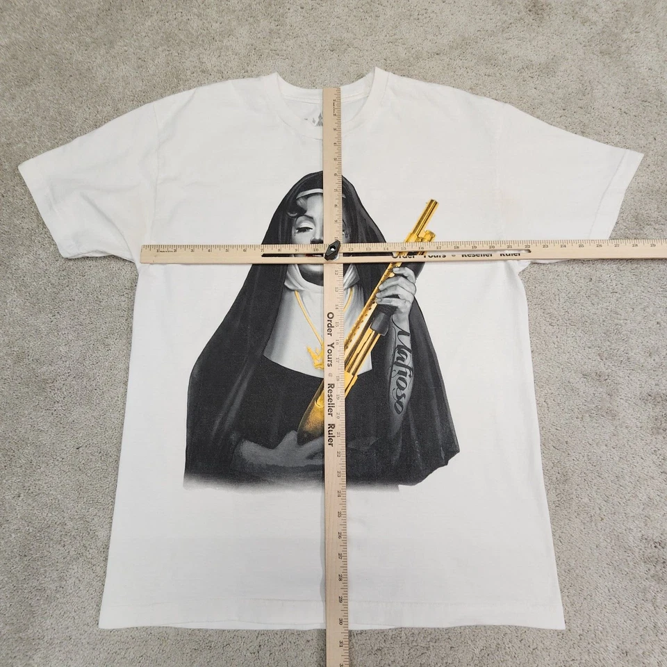 Camiseta Mafioso Hermana Monroe DORADA Blanca Para Hombre Pistolas Munición Tatuaje Ropa XL Foto 2 de 4