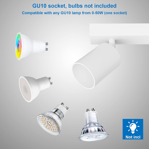 Faretti Da Soffitto Orientabili Bianco, Con 5 Attacco GU10, Plafoniera 5 Luci In - Foto 4 di 12
