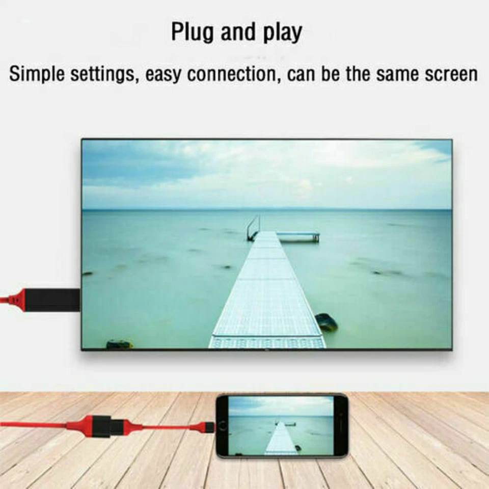 1080P HDMI Mirroring Cable Phone to TV HDTV AV Adapter For iPhone 14 12 Samsung - Image 4 of 4