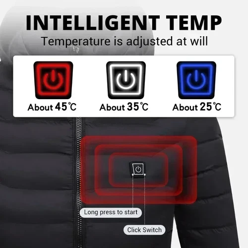 9pcs Zone Heated Jacket Men Women Winter Warm Heating M-6XL w/ battery bank New - Picture 11 of 19