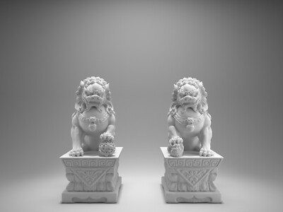Chinese Retro Stone Lion, Door Protection, resin model, Unpainted, 3D printing