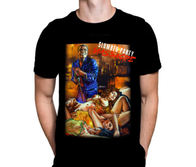 SLUMBER PARTY MASSACRE T-Shirt Schwarz   Classic Horror Slasher   5XL