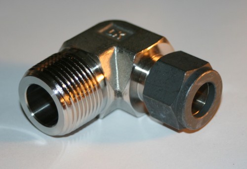1/2" Tube x 3/4" MNPT 316ss Male Elbow Fitting DK-LOK DLM 8-12N-S - Picture 2 of 3