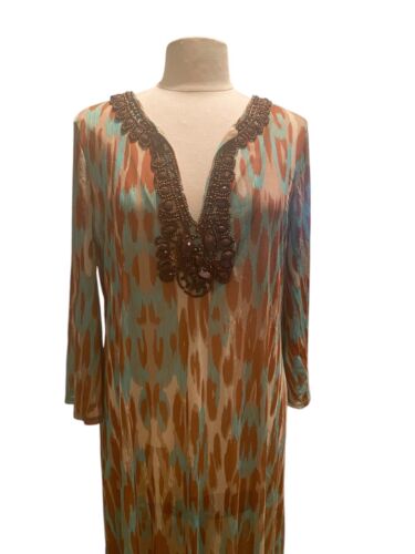 Inc Strandkleid Maxi Damen Gr. XL bunt Perlen Travel Resort