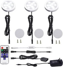 Dimmable Under Cabinet Led Puck Lights Wireless Remote Control 3 Pack