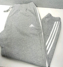 Adidas Essentials Fleece Tapered Cuff Mens Sz Large Gray White Sweat Pants