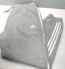 Adidas Essentials Fleece Tapered Cuff Mens Sz Large Gray White Sweat Pants