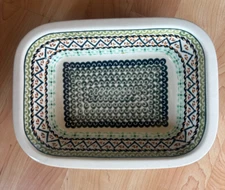 Aauthentic Bolesławiec Polish Pottery - Vintage Rectangular Baker