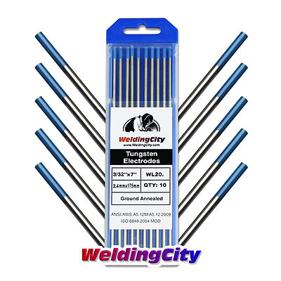 #ad WeldingCity® 10 pk TIG Welding Tungsten Electrode 2% Lanthanated Blue 3 32x7quot; US $33.99