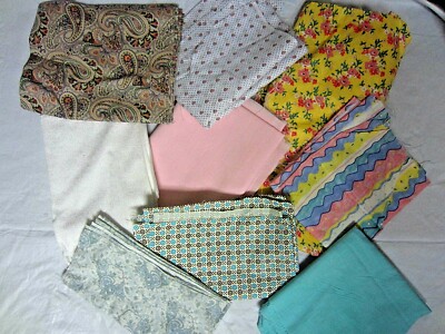 9 Pieces of Fabric - Multi Color - Over 1 lb For Crafting or Quilting