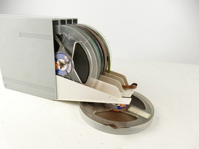 4 bespielte diverse Leerband Tomband Spule in BASF Archivbox ungeprüft  RB-3578