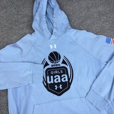 Under Armour Hoodie Women s Large Blue Pullover USA Flag America Athletic Logo