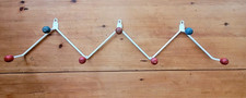 Vintage Atomic Sputnik Zig Zag Metal Coat Rack - 75cm long - wooden balls