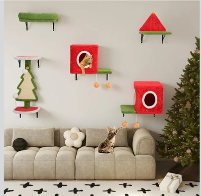 Weihnachten Katze Klettergerüst multifunktional und stabil Katzen Wandmöbel