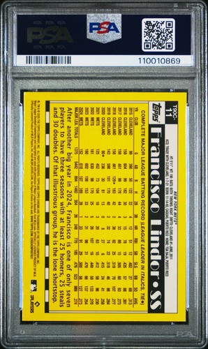 2025 Topps Silver Pack 1990 Chrome Promo Francisco Lindor #11 PSA 9 - 第 2/2 張圖片