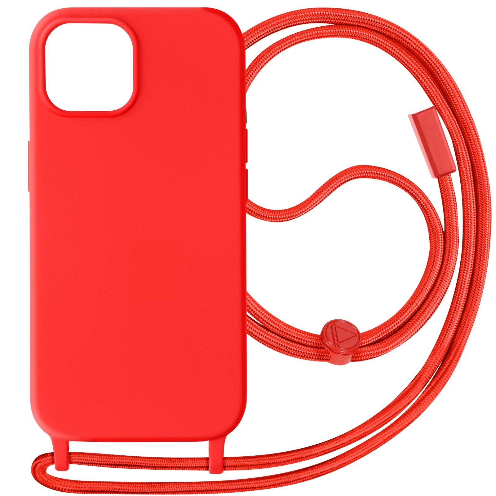 Coque lanière iPhone 15 Plus semi-rigide collier téléphone rouge antichoc 80cm