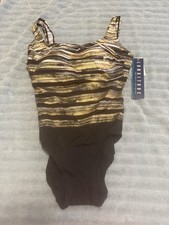 LONGITUDE X Back Swimsuit Black With Gold NWT Size 8