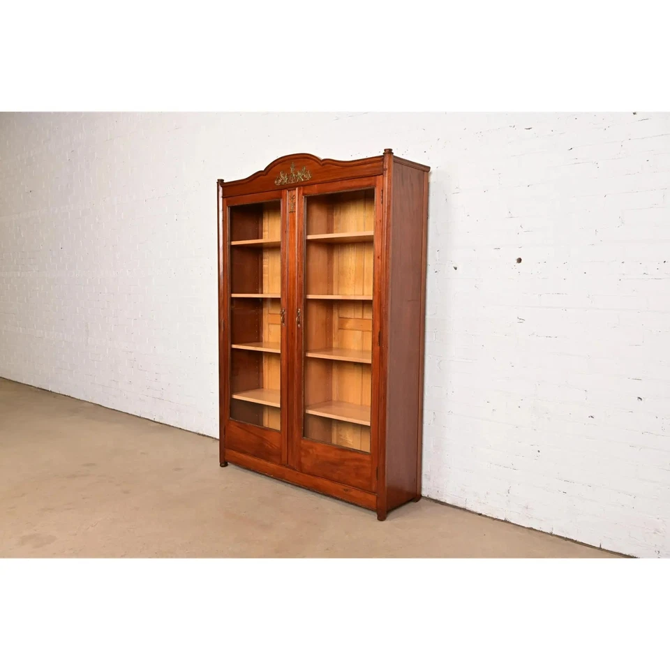 Librería doble antigua Imperio Francés de caoba con Ormolu montado Foto 3 de 4